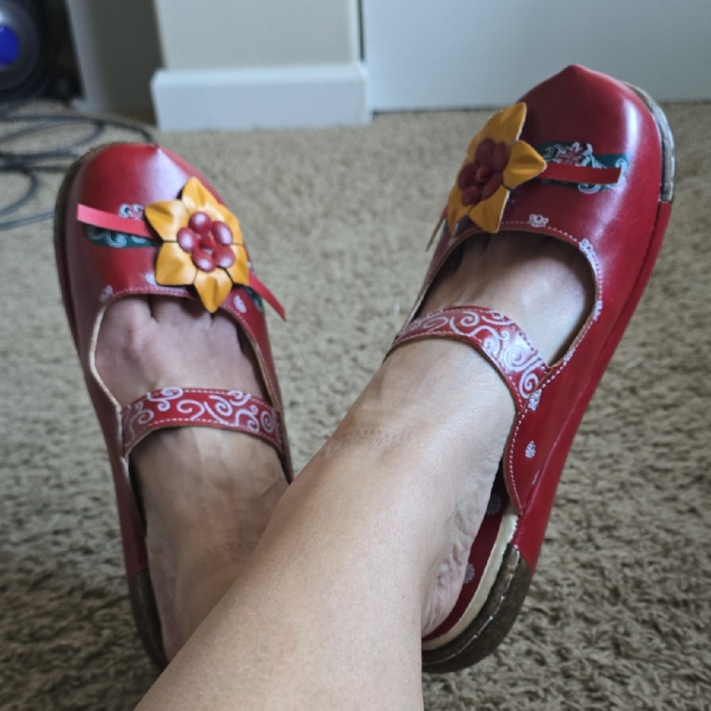 Red Floral Women's Shoes